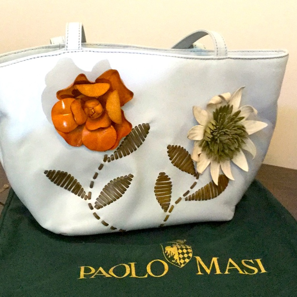 Paola Masi light blue bag.
